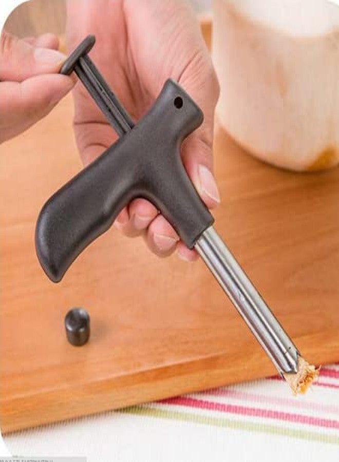 ImegaZ Tender Coconut Opener Stainless Steel Drill Cutter Peeler with Cleaner Stick Coconut Tool Pack of 2 - Image 5